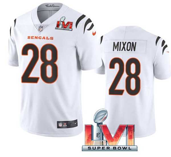 Nike Bengals Men & Women & Youth 28 Joe Mixon White 2022 Super Bowl LVI Vapor Limited Jersey,We sell and wholesale Nike Bengals Men & Women & Youth 28 Joe Mixon White 2022 Super Bowl LVI Vapor Limited Jersey on line form chian!